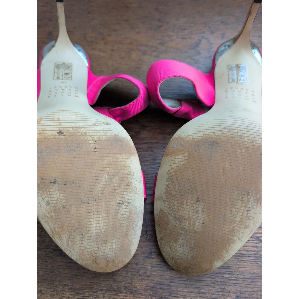 White House Black Market Kinsley Bow Heels Women's 9M Pink Gold Heels 3" Barbie - Picture 4 of 6